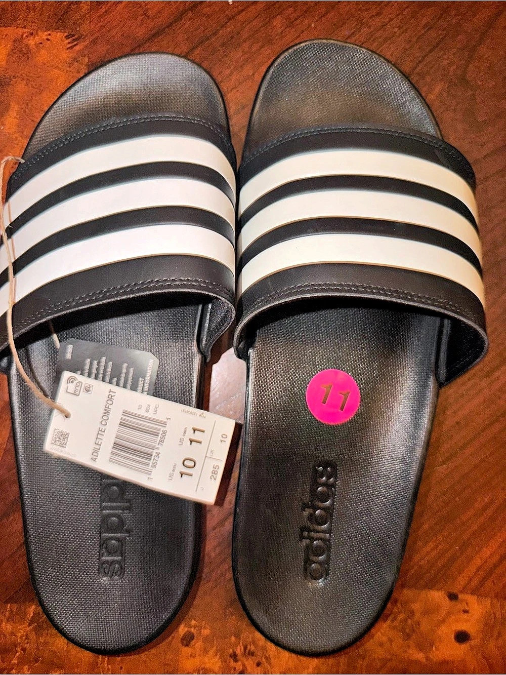 adidas Adilette Comfort Slides Black & White US 11
